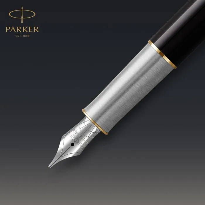 Ручка перьевая Parker SONNET 17 Metal & Black Lacquer GT  FP18 F (68 111) изображение 9