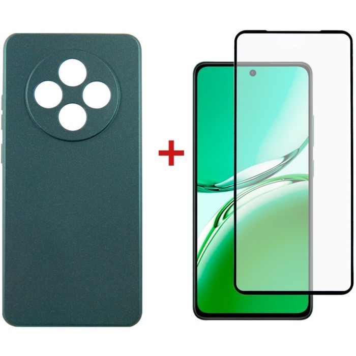Чехол для мобильного телефона Dengos Oppo Reno12 F 4G Case Soft + Glass (Green) (DG-KM-156)