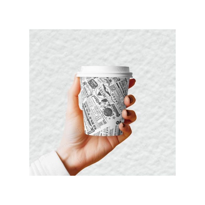 Стакани одноразові Romus Drink time паперові 180 мл 50 шт. Газетка чорна (R180507711)