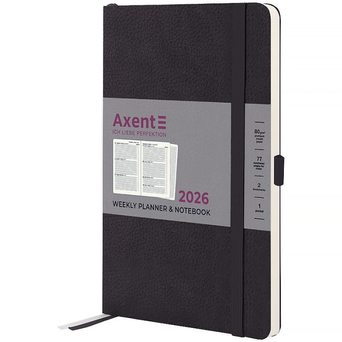 Тижневик Axent датований 2026 Partner Soft Skin 125х195, чорний (8509-26-01-A)