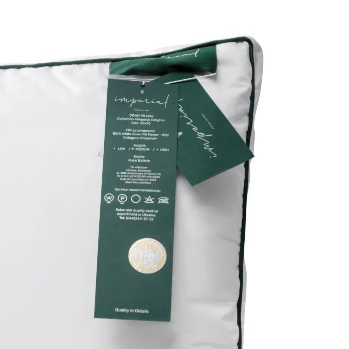 Подушка MirSon пуховая Imperial Style (высокая) 50х70 (2200007209064) изображение 9