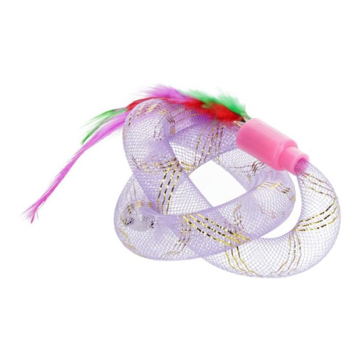 Іграшка для котів Hippie Pet З пір'ям фіолетова 19 см (HIPCT22022V)