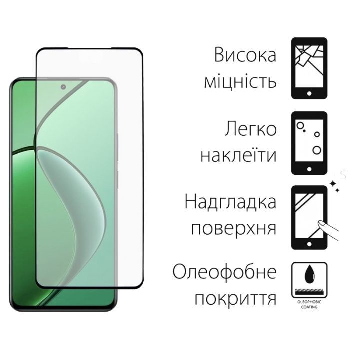 Скло захисне Dengos Full Glue Realme 12 4G Black (TGFG-415) зображення 2