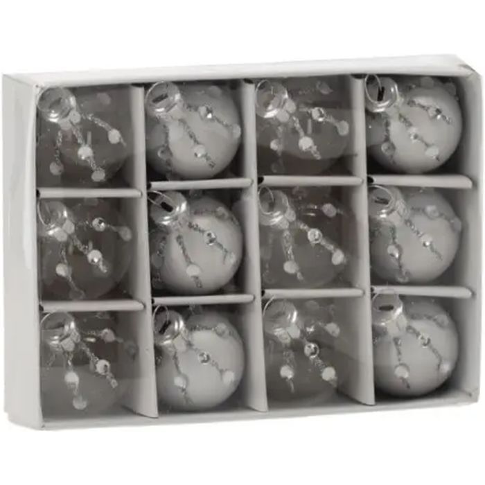 Ялинкова іграшка Chomik скляні-дзеркальні кульки 12 шт, срібно-прозорі (5900779894341)