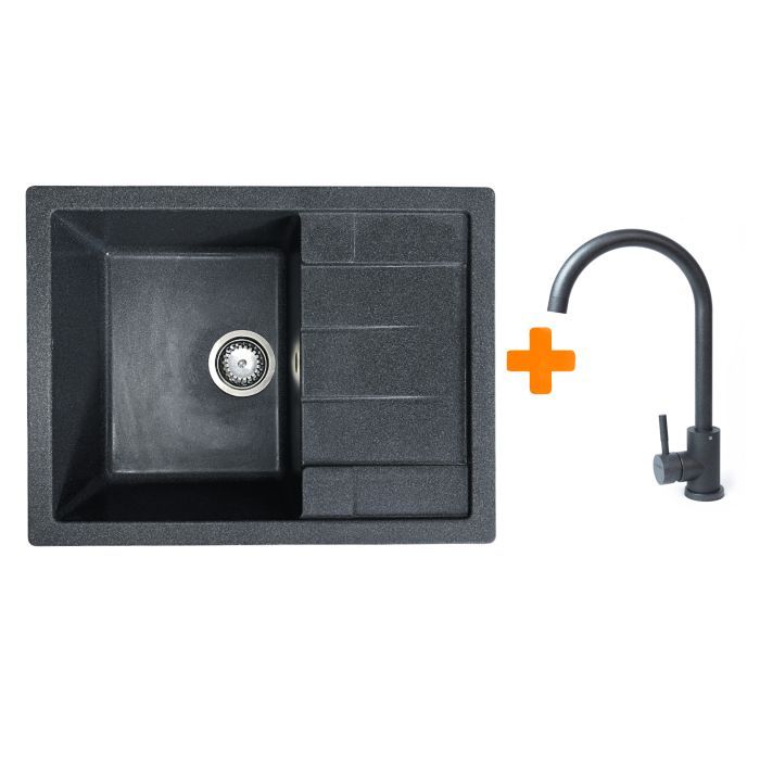 Мойка кухонная Adamant Anila графіт + змішувач (182496910313)