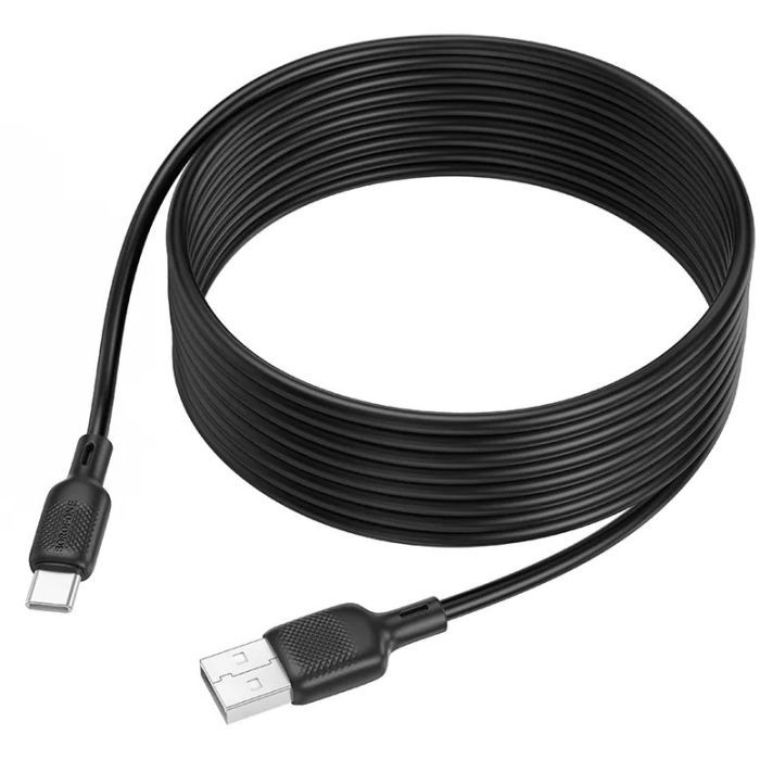 Дата кабель USB 2.0 AM to USB-C 3.0m silicone BX113 black BOROFONE (6941991115554) зображення 4