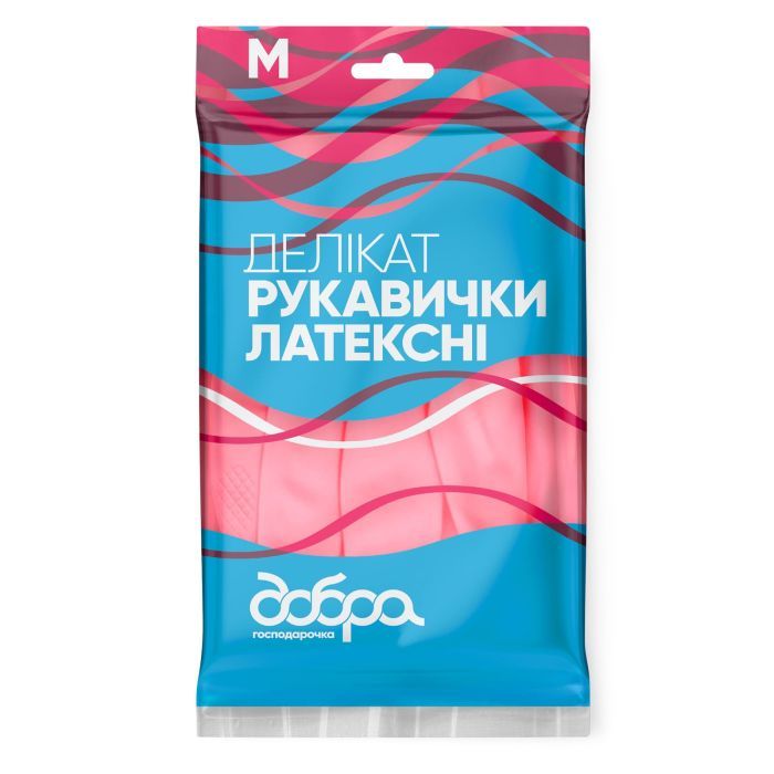 Перчатки хозяйственные Добра Господарочка Латексные Деликат Размер M (4820086523684)