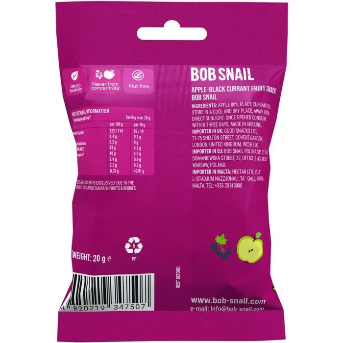 Дитячі снеки Bob Snail фруктові яблуко-чорна смородина 40 г (1740861) зображення 2