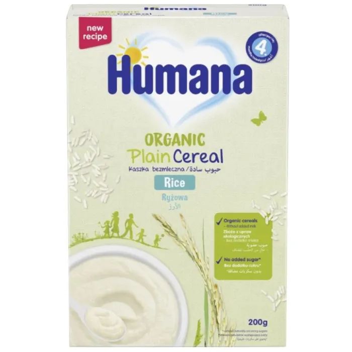 Детская каша Humana Organic Plain Cereal Rice безмолочная от 6 месяцев 200 г (4251099602699)