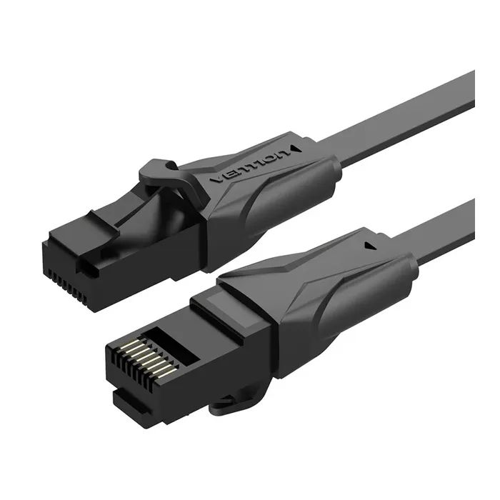 Патч-корд 3м, UTP cat 6 RJ-45 flat black Vention (IBABI)