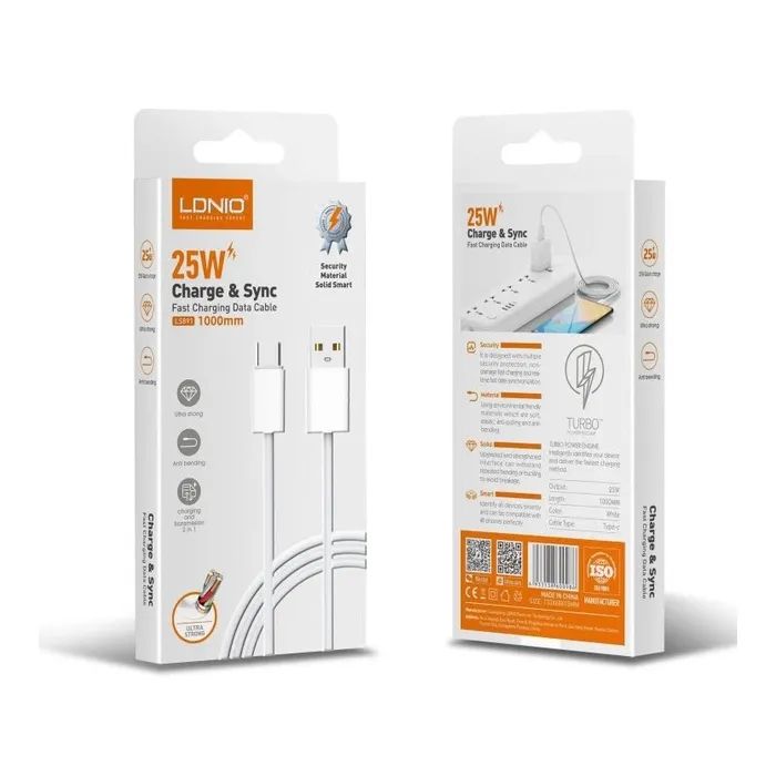 Дата кабель USB 2.0 AM to USB-C 1.0m 25W LDNIO (LS891) изображение 2