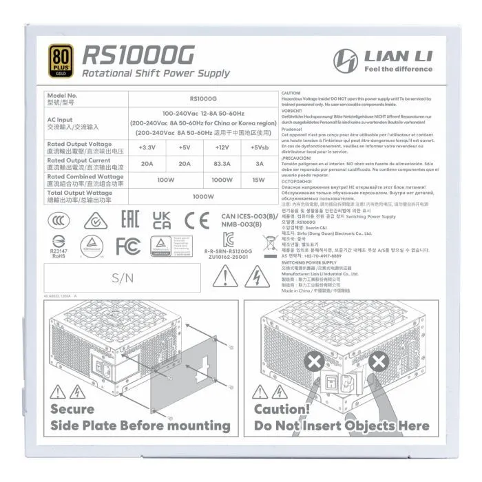 Блок живлення Lian Li 1000W (G9P.RS1000G.W000.EU) зображення 5