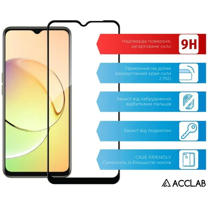Стекло защитное ACCLAB Full Glue Realme 10 5G Black (1283126551499) изображение 3