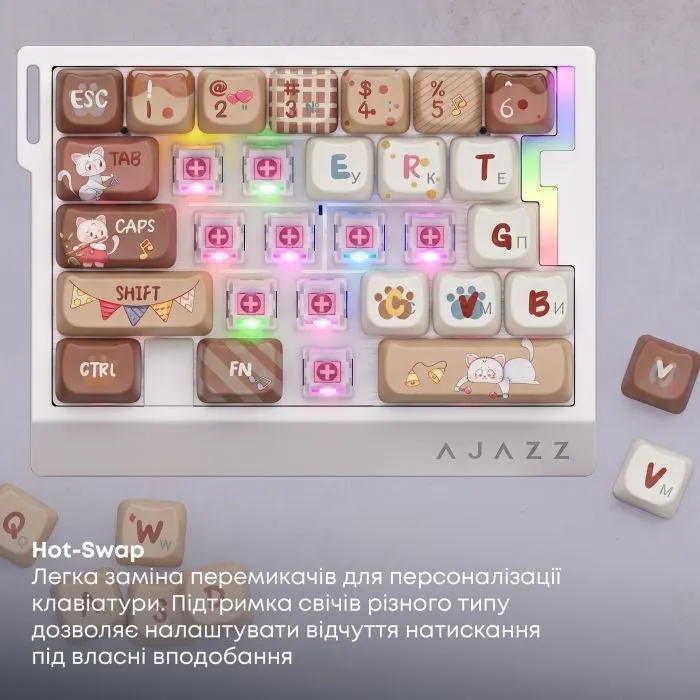 Клавиатура Ajazz AK029 Meow Magnetic Switch USB UA Beige (AK029-M-Y) изображение 13