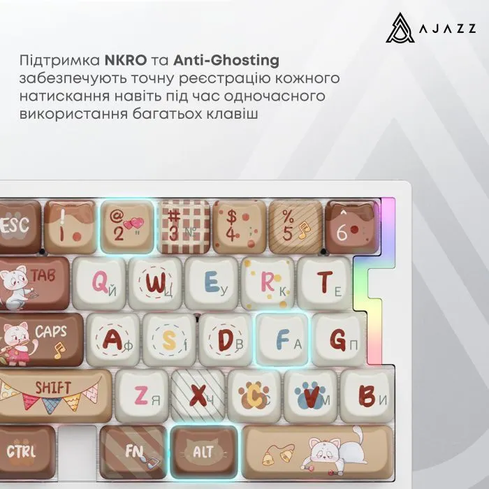 Клавиатура Ajazz AK029 Meow Magnetic Switch USB UA Beige (AK029-M-Y) изображение 14