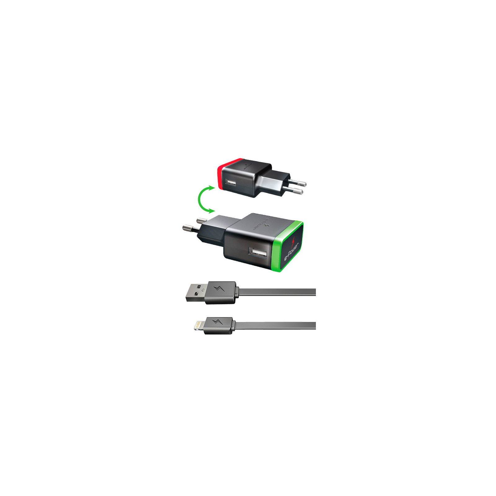 Зарядний пристрій E-power 2 * USB 2.1A + кабель Lightning (EP712HAS) зображення 2