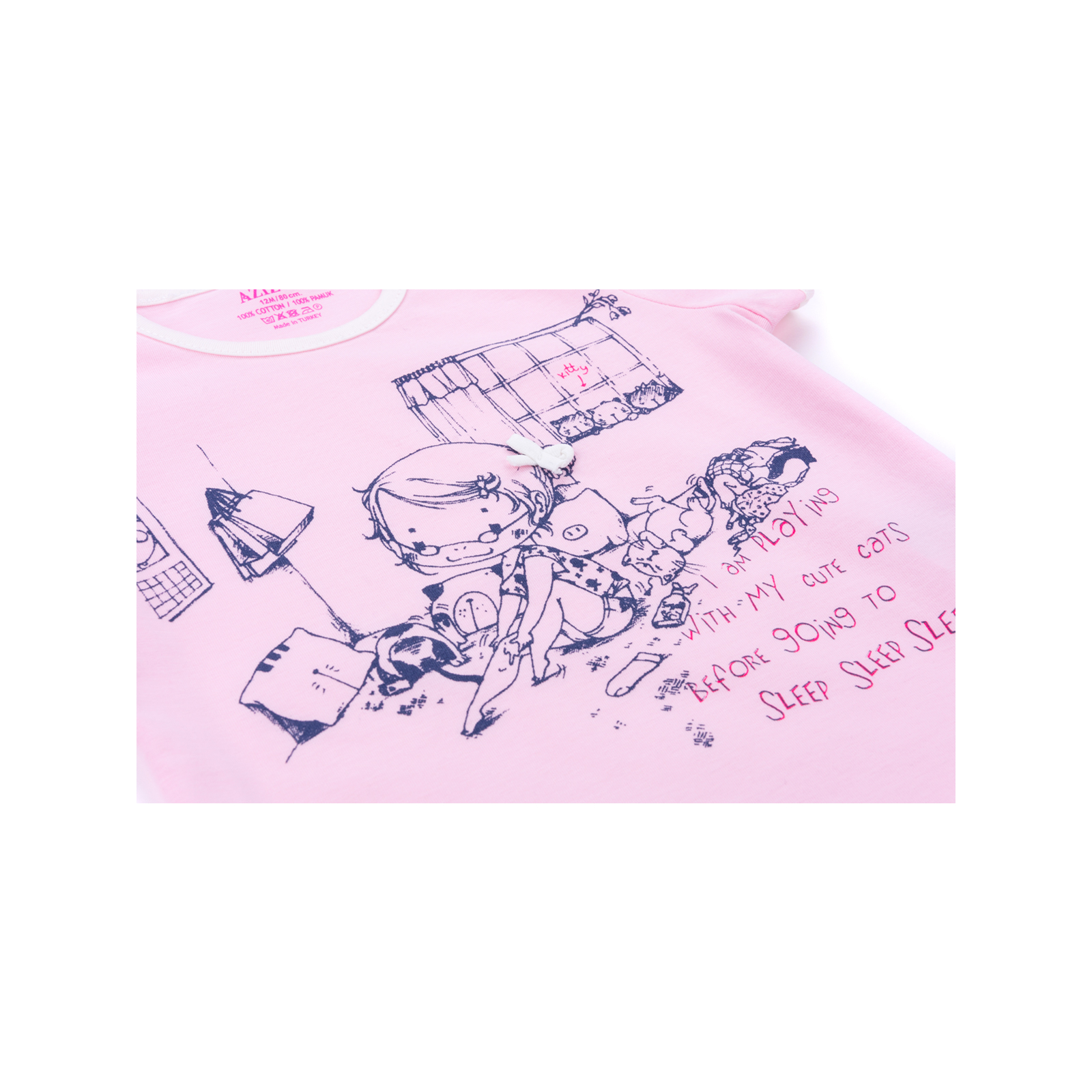 Пижама Aziz с девочкой и котиками (9136-1,5G-pink) изображение 6