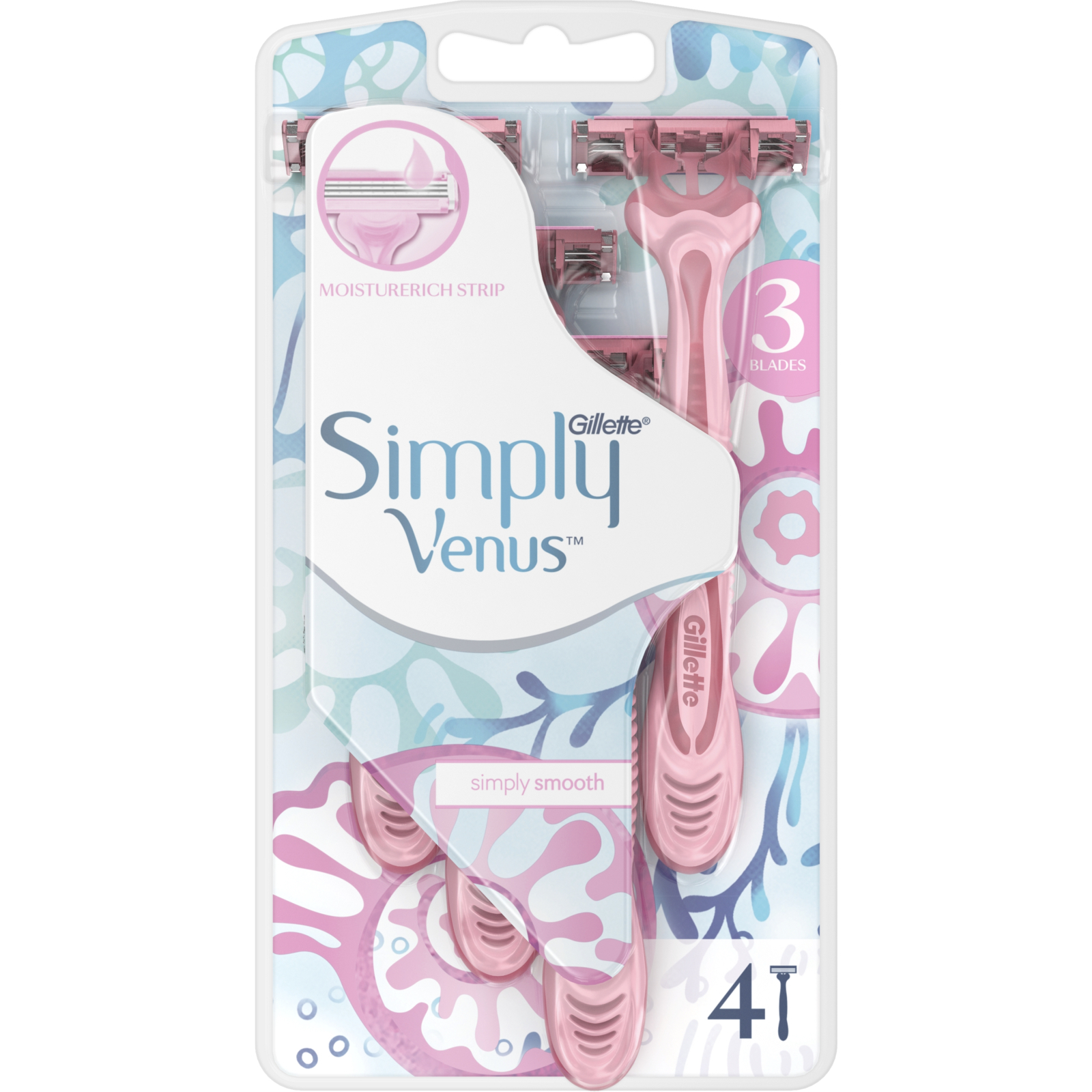 Бритва Gillette Simply Venus 3 4 шт. (7702018465675/8700216143608) зображення 2