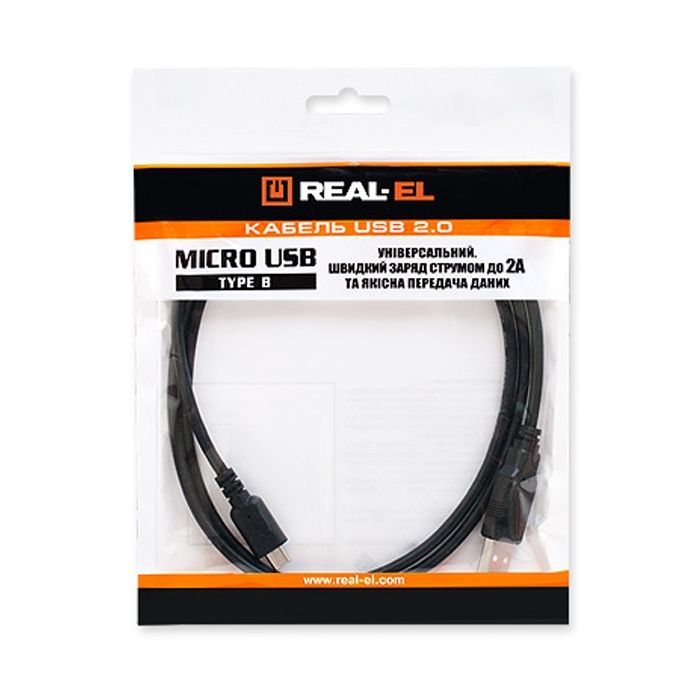 Дата кабель USB 2.0 AM to Micro 5P 2.0m Pro black REAL-EL (EL123500025) зображення 3