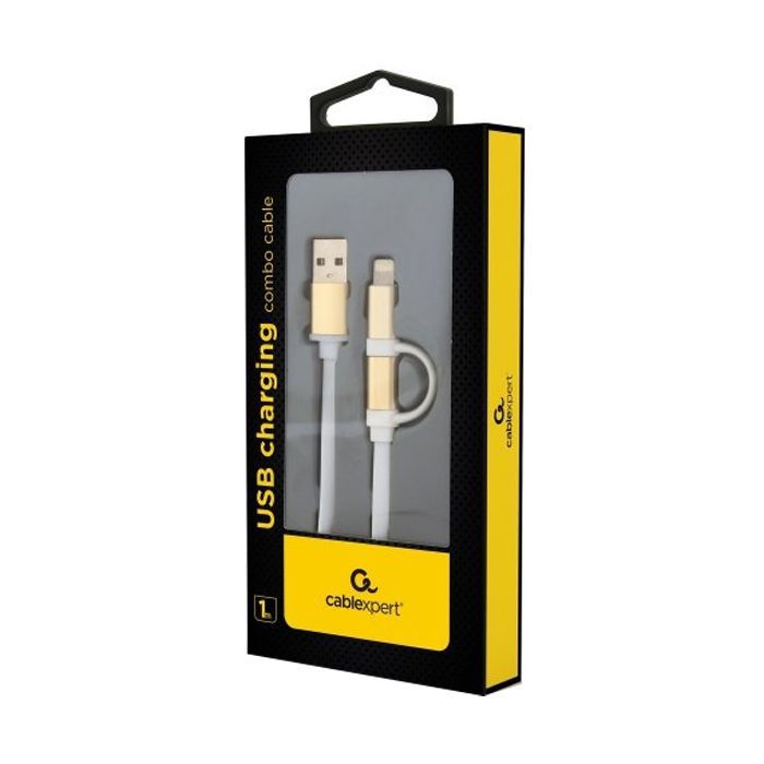 Дата кабель USB 2.0 AM to Lightning/Micro 1.0m Cablexpert (CC-USB2-AM8PmB-1M-GD) изображение 2