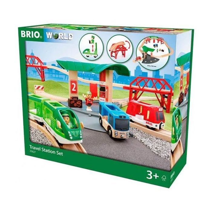 Железная дорога Brio World Набор с автовокзалом и мостами (33627)