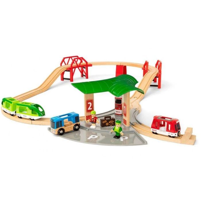Железная дорога Brio World Набор с автовокзалом и мостами (33627) изображение 2