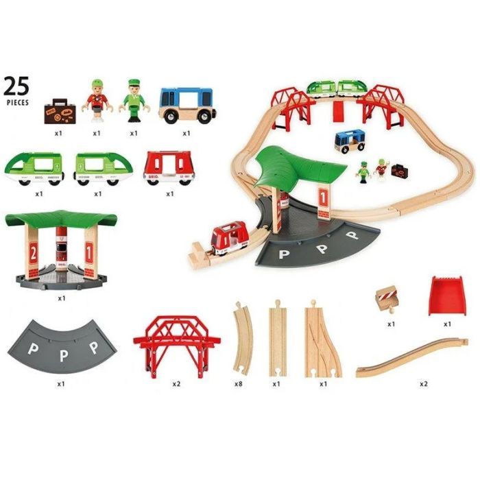 Железная дорога Brio World Набор с автовокзалом и мостами (33627) изображение 7