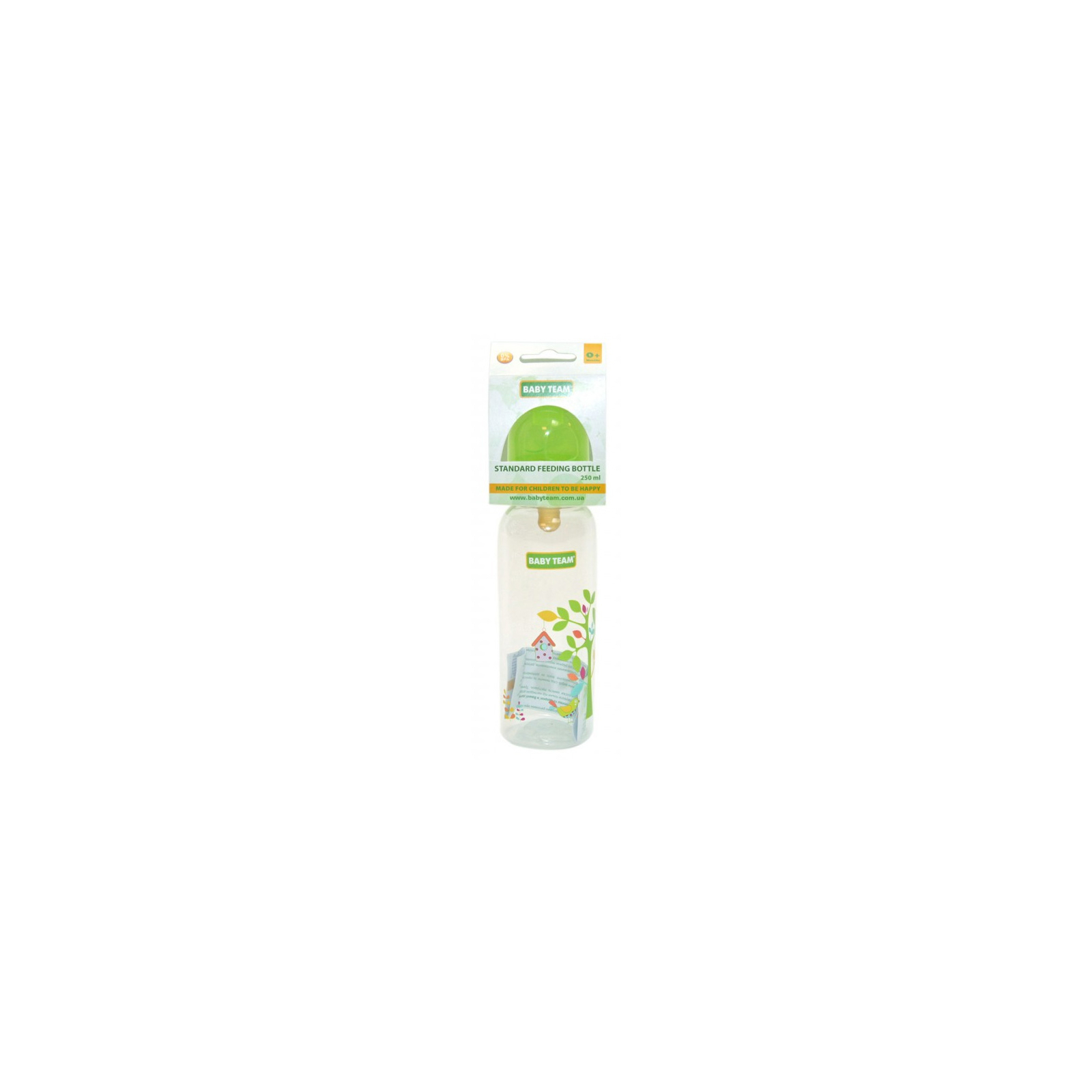 Бутылочка для кормления Baby Team с латексной соской, 250 мл 0+ салат (1310_салатовый)