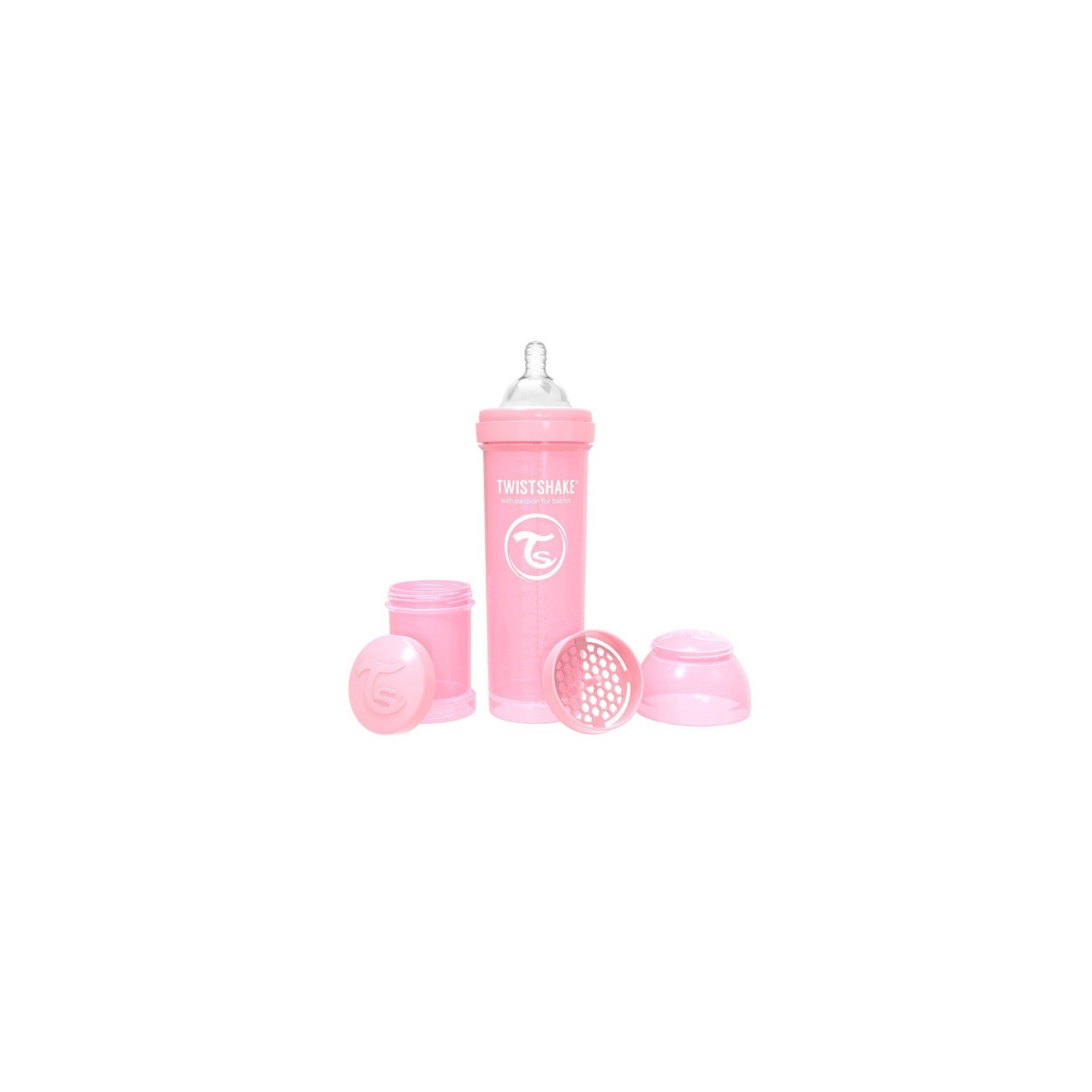 Пляшечка для годування Twistshake антиколькова 330 мл, світло-рожева (69870) зображення 2