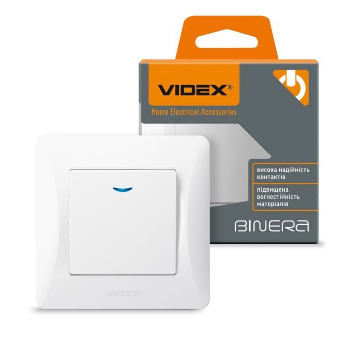 Выключатель Videx BINERA 1кл с подсветкой белый (VF-BNSW1L-W) изображение 4