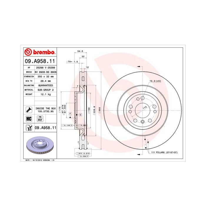 Гальмівний диск Brembo 09.A958.11