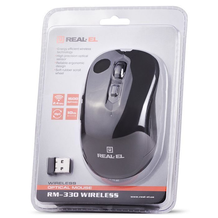 Мишка REAL-EL RM-330 Wireless Black зображення 8