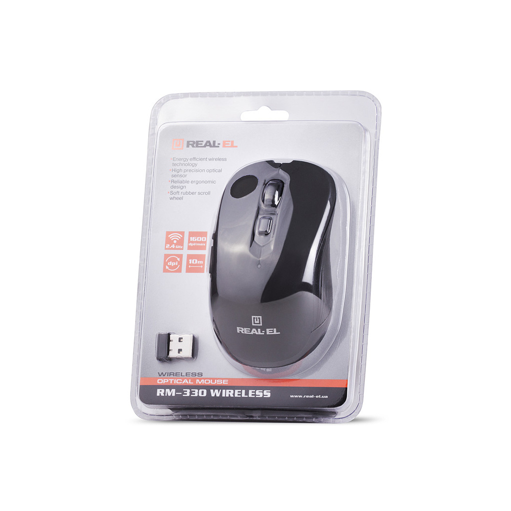 Мышка REAL-EL RM-330 Wireless Black изображение 8