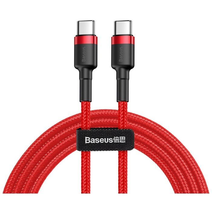 Дата кабель USB-C to USB-C 1.0m USB 3.1 3A red Baseus (CATKLF-G09) изображение 2