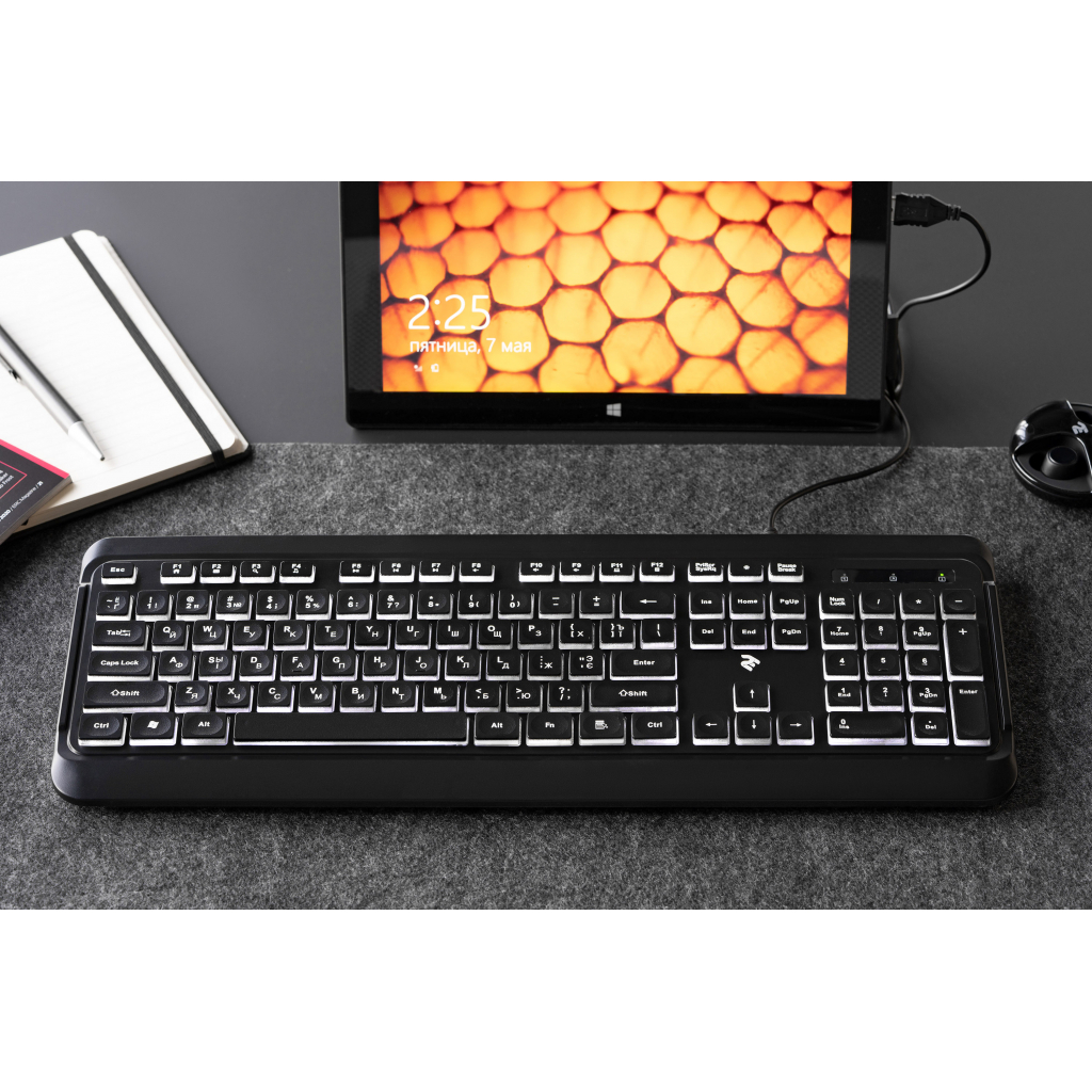 Клавіатура 2E KS120 White backlight USB Black (2E-KS120UB) зображення 3