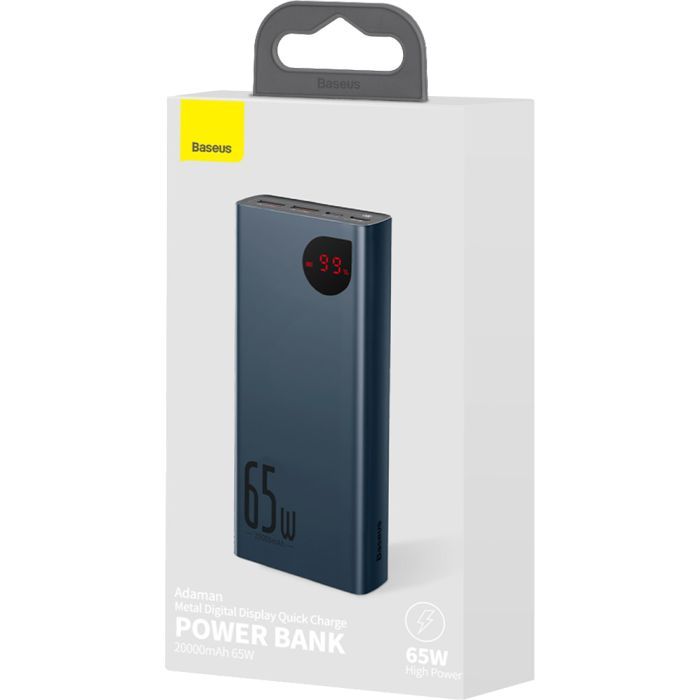 Батарея универсальная Baseus Adaman Metal 20000mAh, PD/65W, QC/3.0, +cable USB to Type-C (PPIMDA-D03) изображение 11