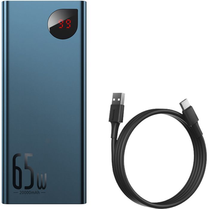 Батарея универсальная Baseus Adaman Metal 20000mAh, PD/65W, QC/3.0, +cable USB to Type-C (PPIMDA-D03) изображение 7