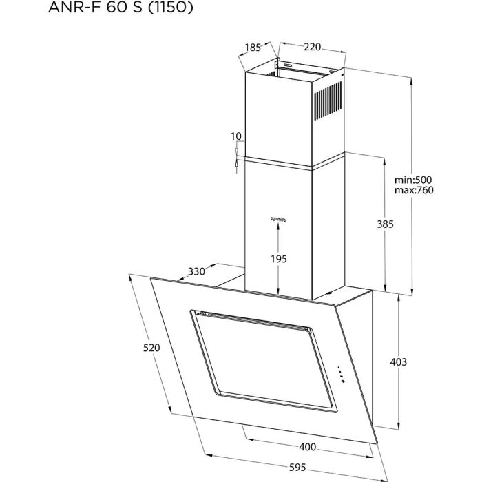 Вытяжка кухонная Pyramida ANR-F 60 S (1150) XGBL изображение 8