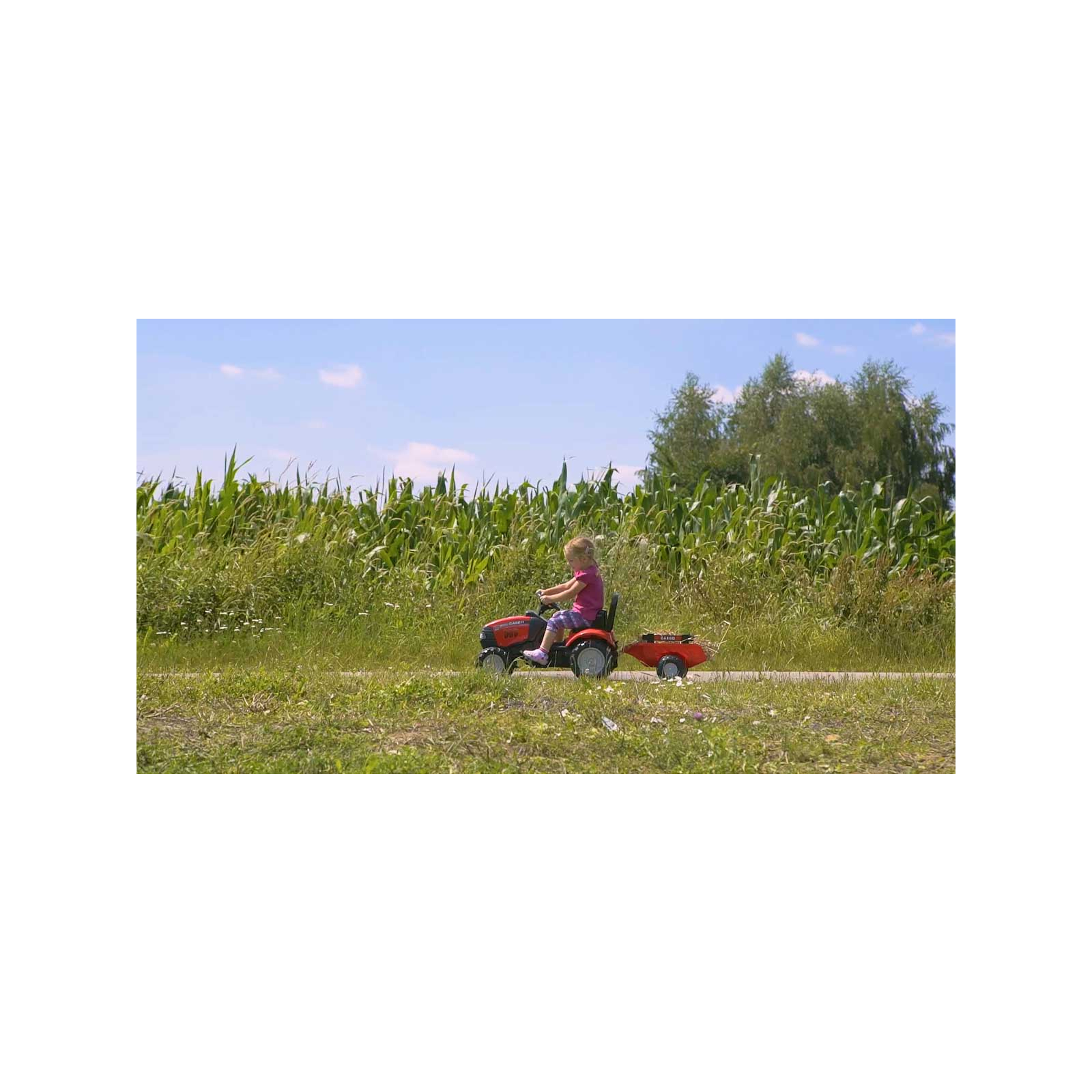 Веломобиль Falk Case IH трактор на педалях с прицепом красный (961B) изображение 2