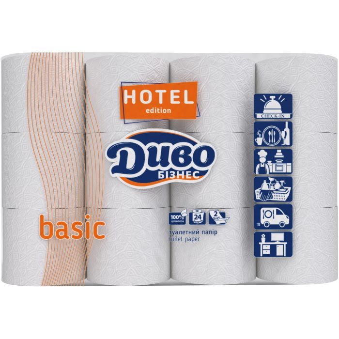 Туалетная бумага Диво Бизнес Basic for Hotel 2 слоя 24 рулона (4820003837788)