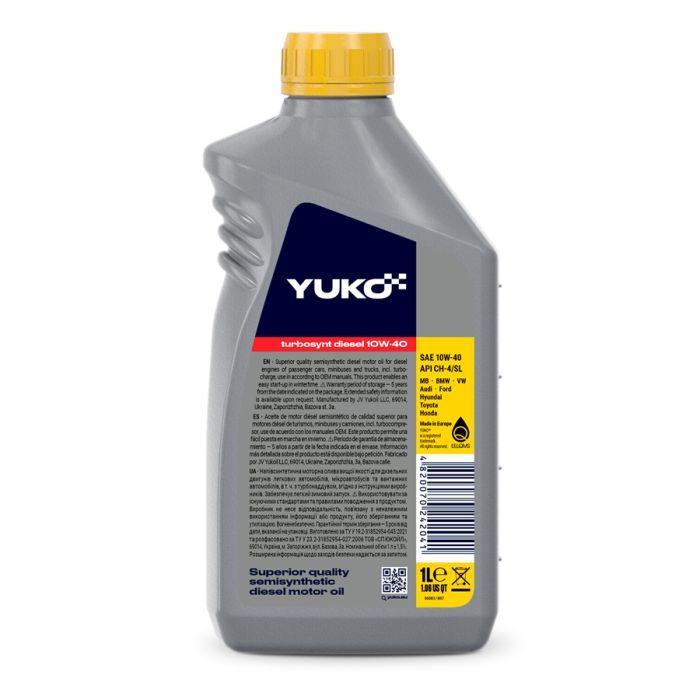 Моторное масло Yuko TURBOSYNT DIESEL 10W-40 1л (4820070242041) изображение 2