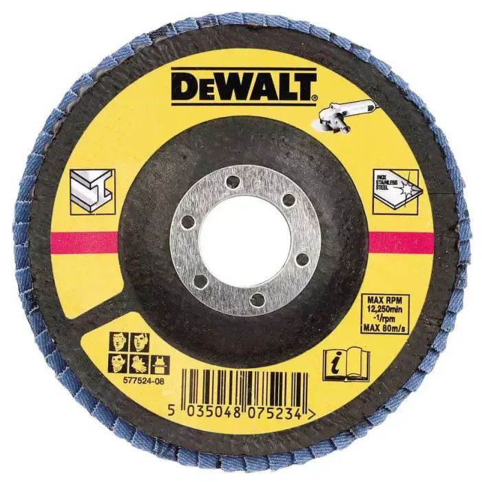 Круг зачистной DeWALT лепестковый, металл, 125x22.23 мм, G 80 мкм (DT3310)