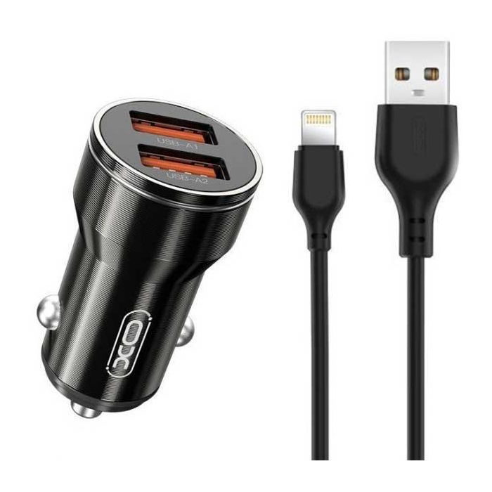 Зарядное устройство XO CC48 Smart Metal 2USB + cable Lightning (XO-CC48i-BK) изображение 2