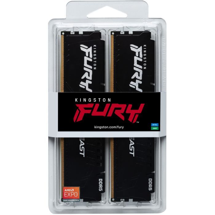 Модуль памяти для компьютера DDR5 16GB (2x8GB) 5200 MHz Beast Black Kingston Fury (ex.HyperX) (KF552C36BBEK2-16) изображение 5