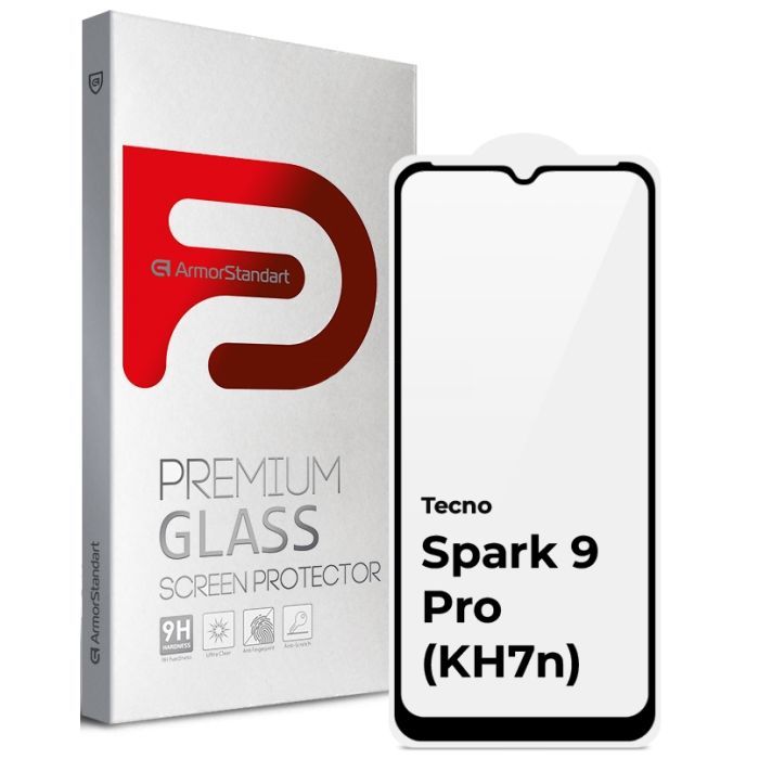 Стекло защитное Armorstandart Full Glue TECNO Spark 9 Pro (KH7n) Black (ARM64651)