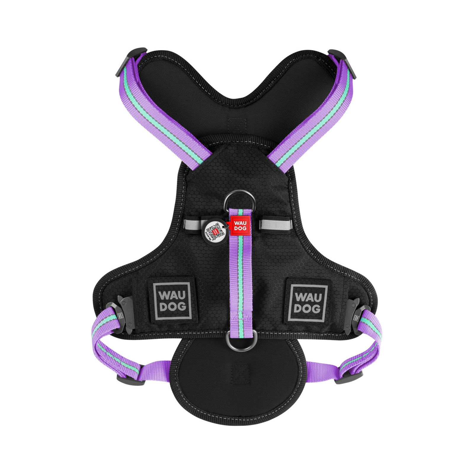 Шлей для собак WAUDOG Nylon безопасна с QR паспортом XL фиолетовая (52519) изображение 2