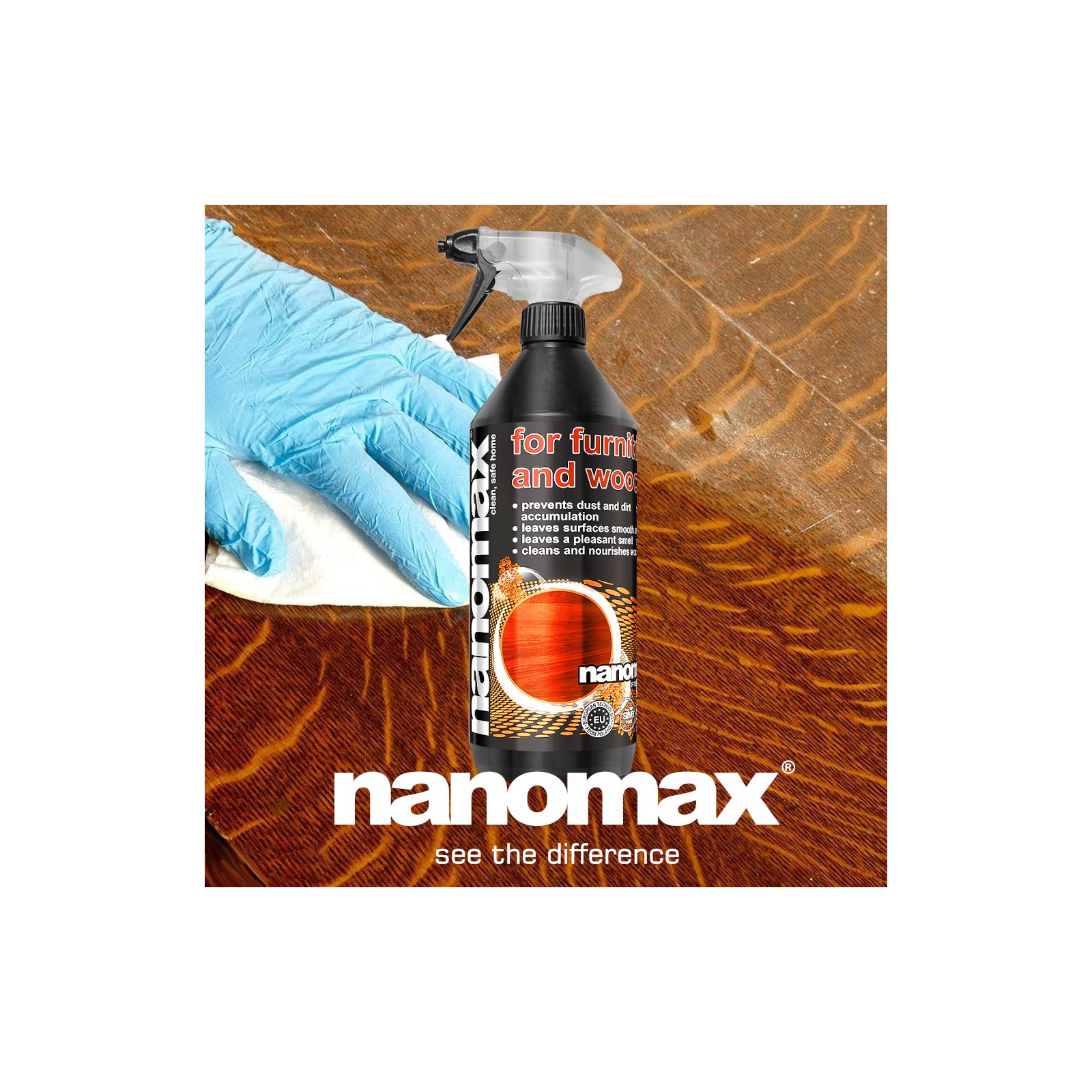 Засіб для догляду за меблями Nanomax Pro Для для миття виробів із дерева 1000 мл (5901549955095) зображення 2