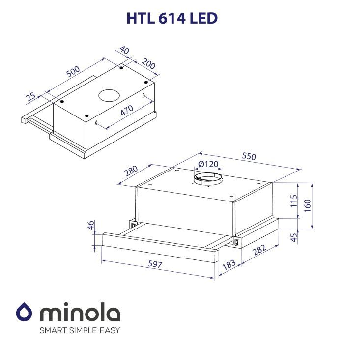 Витяжка кухонна Minola HTL 614 BL LED зображення 10