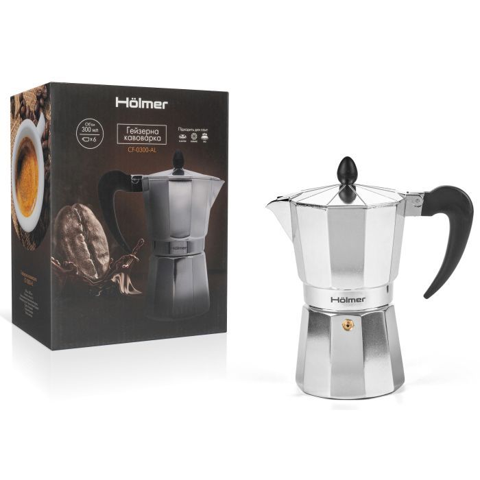 Гейзерная кофеварка Hölmer Aluminum 300 мл (CF-0300-AL) изображение 6