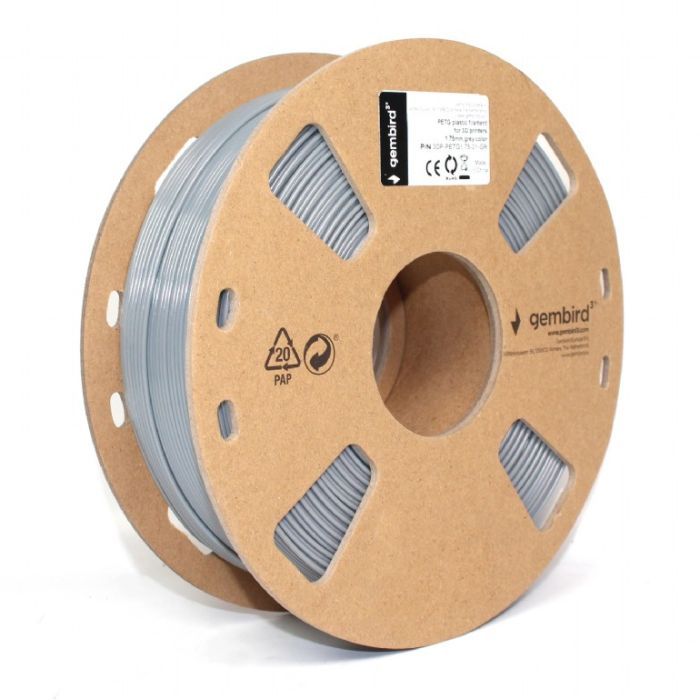 Пластик для 3D-принтера Gembird PETG, 1.75 мм, gray, 1 кг (3DP-PETG1.75-01-GR) изображение 3